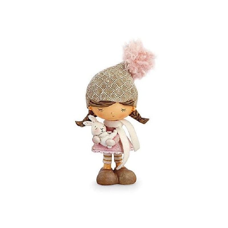 BIMBA ROSA C/CONIGLIO h18cm [TONO26096-00.jpg]