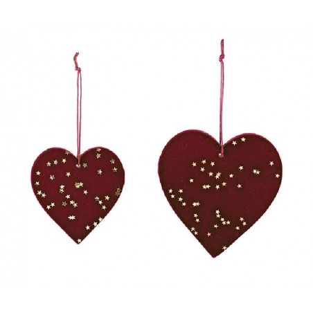 ---SET 2 CUORI VELLUTO BORDEAUX 8/10cm [TONO27353-00.jpg]