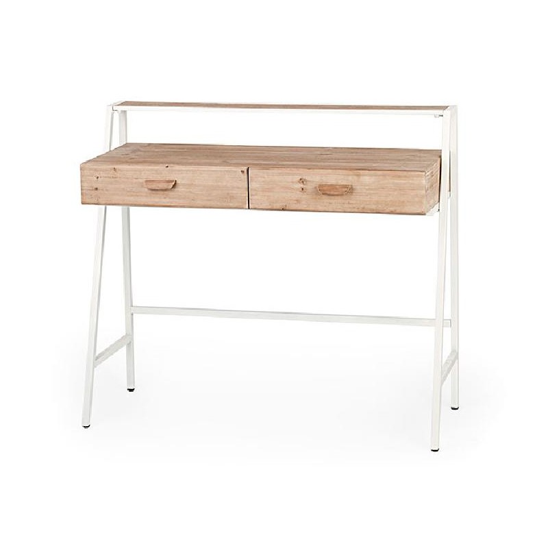 ---SCRITTOIO 2 CASSETTI LEGNO MET.BIANCO 105x40x91 [TONO28624-00.jpg]