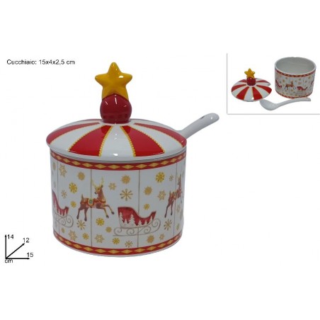 ------BARATTOLO CERAMICA DECORO RENNA C/ CON CUCCHIAINO [9010160-00.jpg]