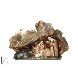 NATIVITA SU TRONCO ALBERO ULIVO 24xh14cm [9010203-00.jpg]