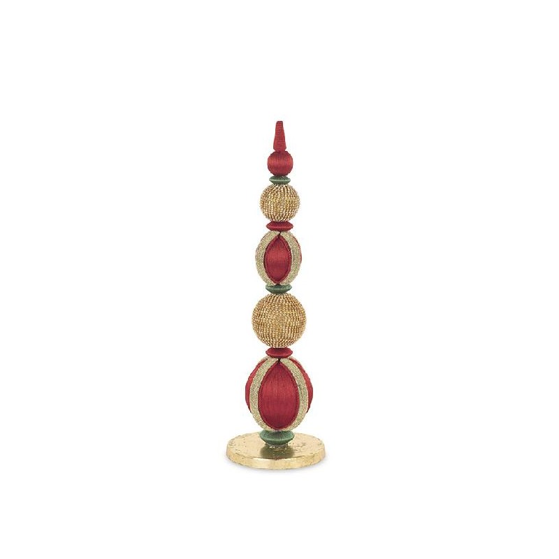 ---CONO SFERE ROSSE/ORO/VERDI h.43cm [TONO40924-00.jpg]