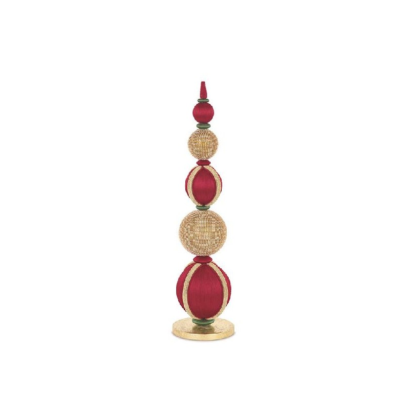 ---CONO SFERE ROSSE/ORO/VERDI h.62cm [TONO40925-00.jpg]