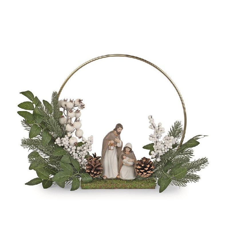 ---NATIVITA SU PINO C/ARCO LEGNO h.36cm [TONO40713-00.jpg]