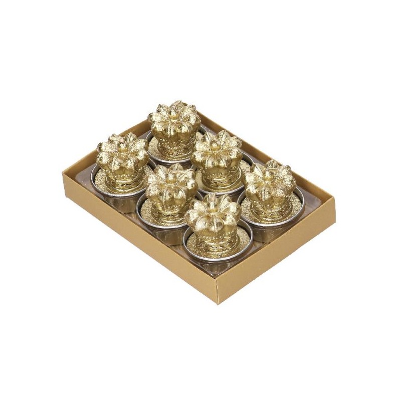 SET 6 CANDELE CORONA ORO d.4,5xh5cm [0710063-00.jpg]