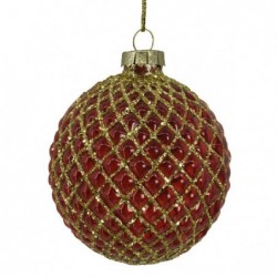 SFERA VETRO ROSSO GLITTER d.10cm [9010067-00.jpg]