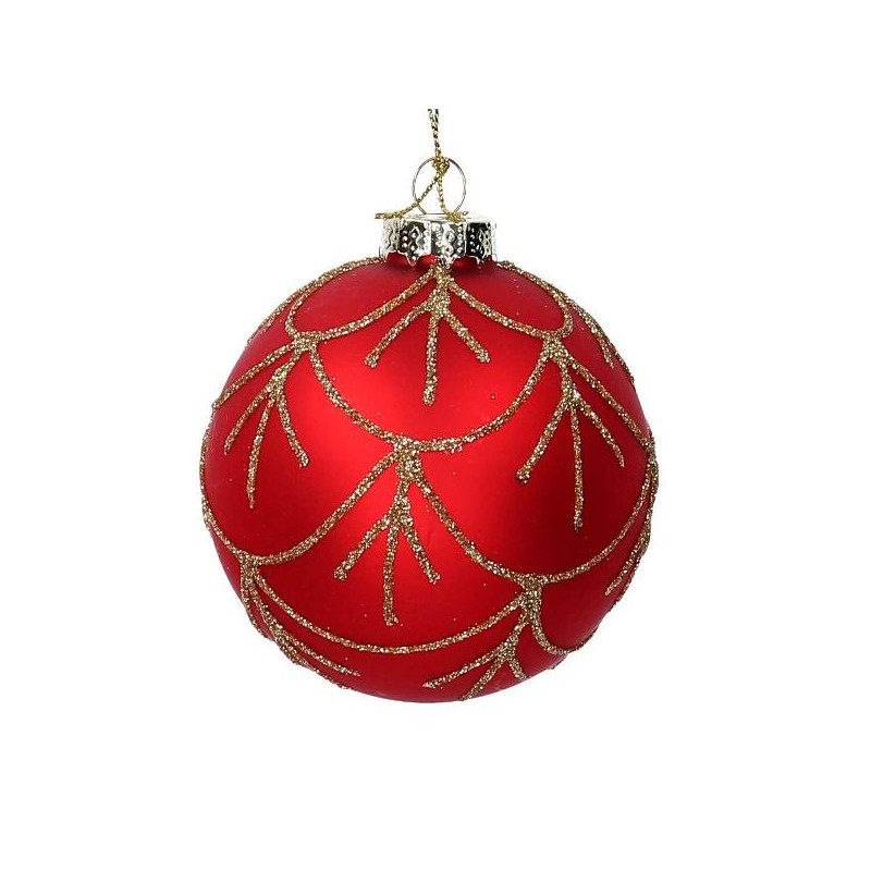 SFERA VETRO GLITTER ROSSO/ORO d.8cm [9010129-00.jpg]