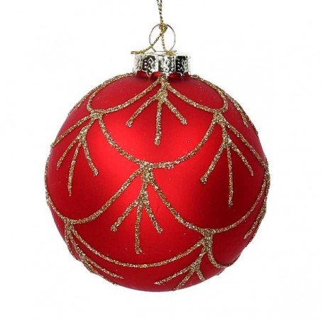 SFERA VETRO GLITTER ROSSO/ORO d.8cm [9010129-00.jpg]