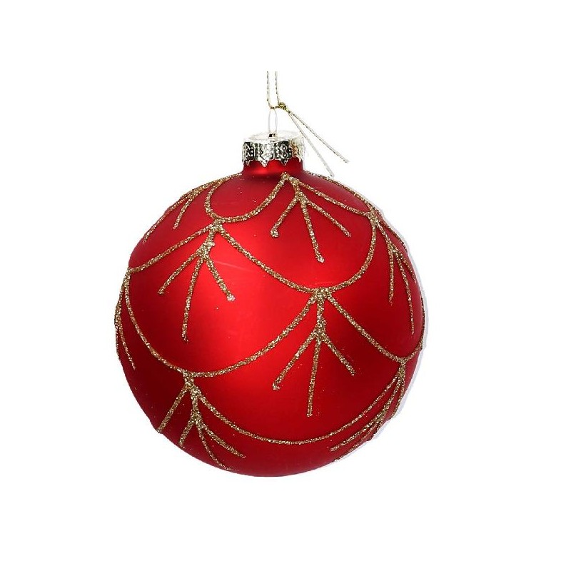 SFERA VETRO GLITTER ROSSO/ORO d.10cm [9010130-00.jpg]