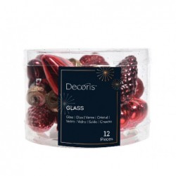 BOX 12 SFERE VETRO MINI Ass.ROSSO GLITT. FIGURE ASSORTITE [9010147-00.jpg]
