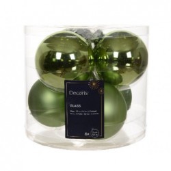 BOX 6 SFERE VETRO VERDE THE d.8cm LUCIDE/OPACHE [9010133-00.jpg]