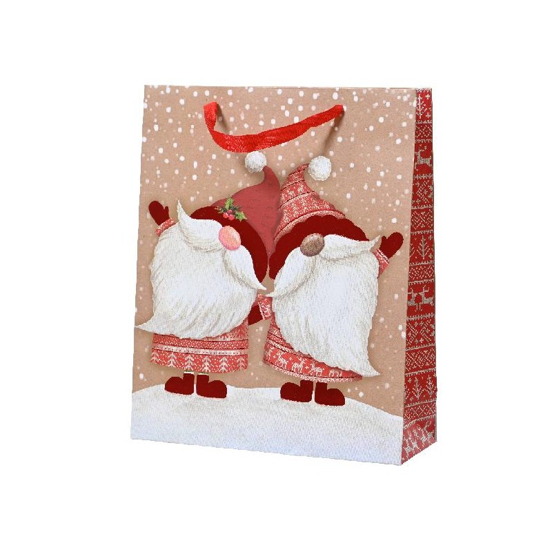 SHOPPER CARTA 30x42x12cm GNOMETTO NATALE MANICO TESSUTO [2640006-00.jpg]
