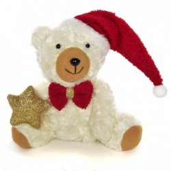 ORSO BIANCO 20cm FIOCCO e CAPPELLO ROSSO STELLA ORO GLITTER [9010507-00.jpg]