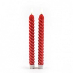 SET 2 CANDELE TORCIGLIONE ROSSO LUCE LED a BATTERIA d.2,5xh22cm MATERIALE PLAST. [0711016-00.jpg]