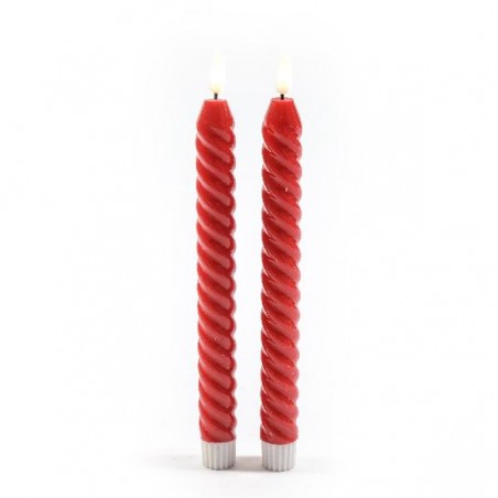 SET 2 CANDELE TORCIGLIONE ROSSO LUCE LED a BATTERIA d.2,5xh22cm MATERIALE PLAST. [0711016-00.jpg]