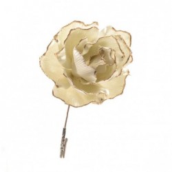 ROSA C/PINZA AVORIO PROFILO ORO d.15cm [9011231-00.jpg]