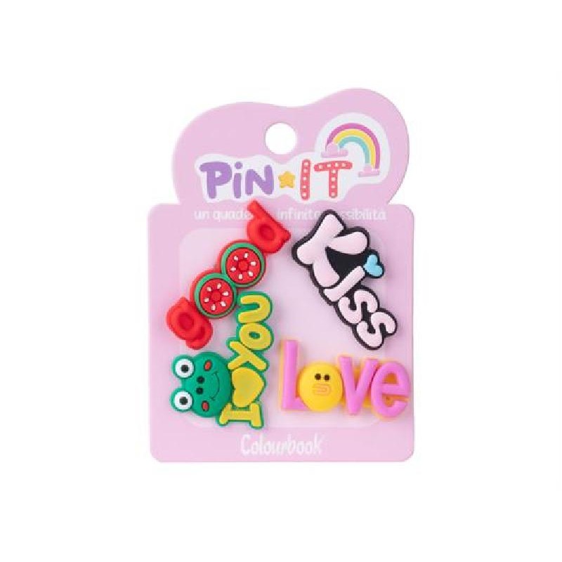 SET PIN-IT 4pz KISS&LOVE ColBOOK [COL24826-00.jpg]