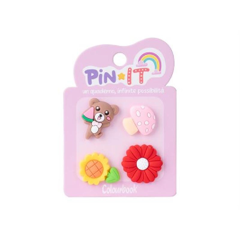 SET PIN-IT 4pz FLOWERS&BEARS ColBOOK [COL24832-00.jpg]