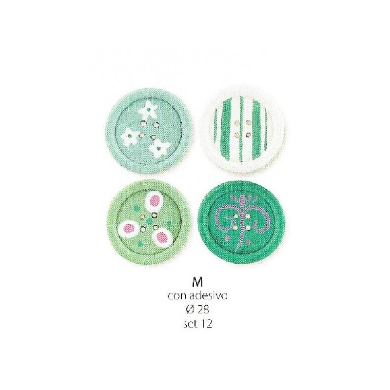 ---12 BOTTONI VERDI ADESIVI 3cm [TONO67694-00.jpg]
