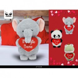 PELUCHE CON CORONA E CUORE 18cm PANDA,ELEFANTE E RANA [9110017-10.jpg]