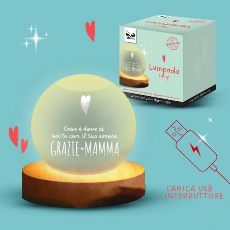 LAMPADA SFERA -GRAZIE MAMMA- CARICA USB [9067769-00.jpg]