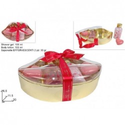 SET REGALO DA BAGNO A FORMA DI BOCCA ORO GEL DOCCIA E CREMA CORPO 100ml + 2 SAPONE EFFERVESCENTE [9110072-00.jpg]
