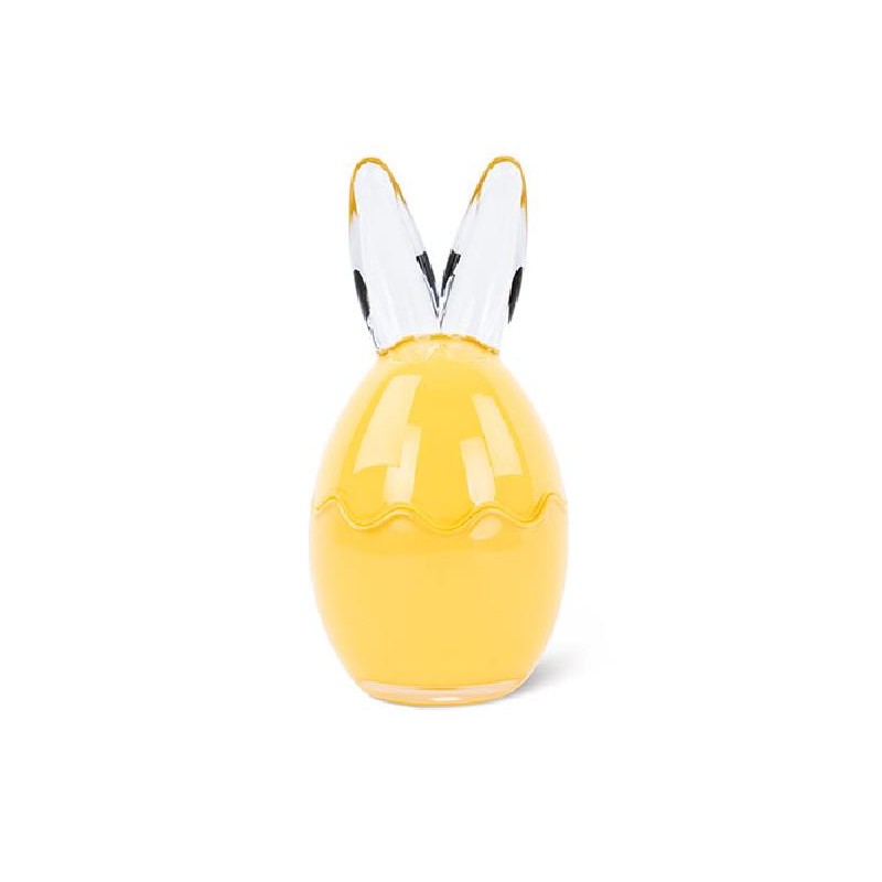 ---UOVO CONIGLIO CONTENITORE IN VETRO d10h21cm GIALLO [TONO41191-00.jpg]