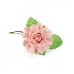 FIORE ROSA CON FOGLIE 5cm ROSA ANTICO [0130541-00.jpg]