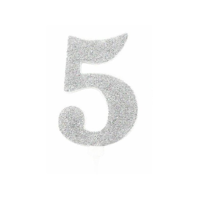CANDELA GLITTER 10cm ARGENTO nr.5 [8840265-00.jpg]