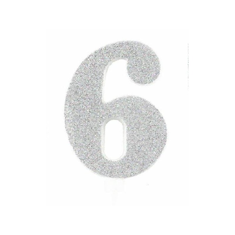 CANDELA GLITTER 10cm ARGENTO nr.6 [8840266-00.jpg]
