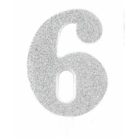 CANDELA GLITTER 10cm ARGENTO nr.6 [8840266-00.jpg]