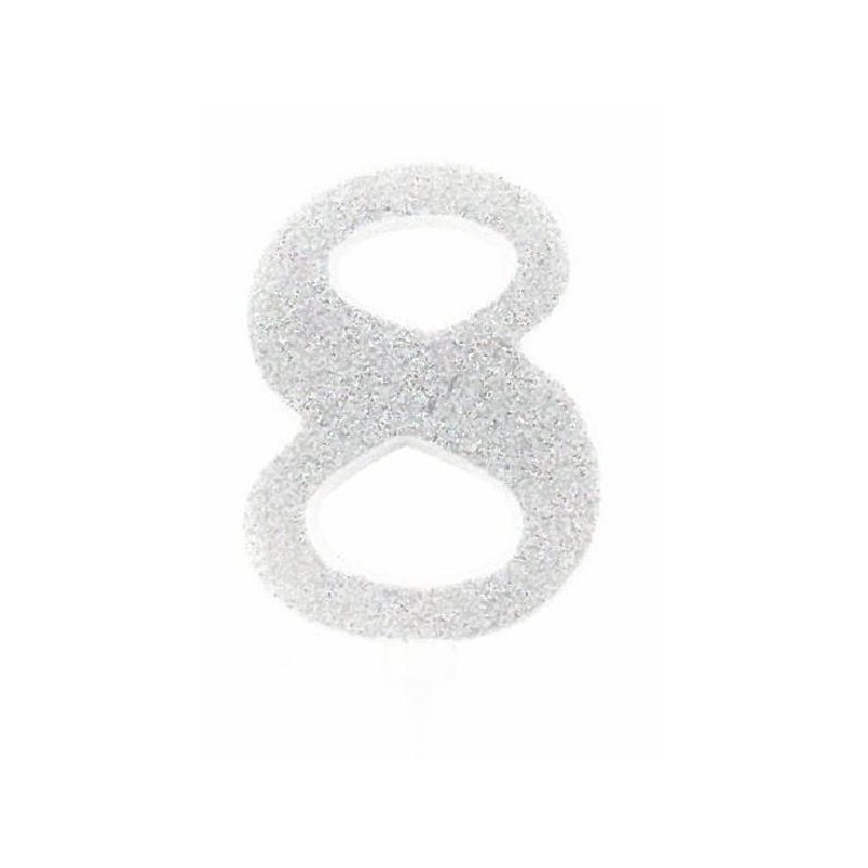 CANDELA GLITTER 10cm ARGENTO nr.8 [8840268-00.jpg]