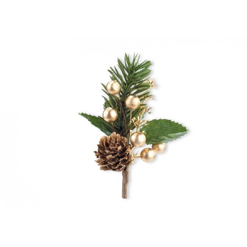 ---PICK DI PINO CON PIGNA E BACCHE ORO [TONO35750-00.jpg]