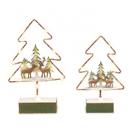 SET 2 ALBERI CON RENNE-ALBERI LED 11x17 e 13x21cm [TONO20230-00.jpg]