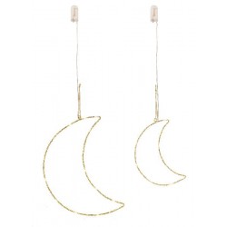 SET 2 LUNE METALLO ORO CON LED 21/31cm [TONO20630-00.jpg]