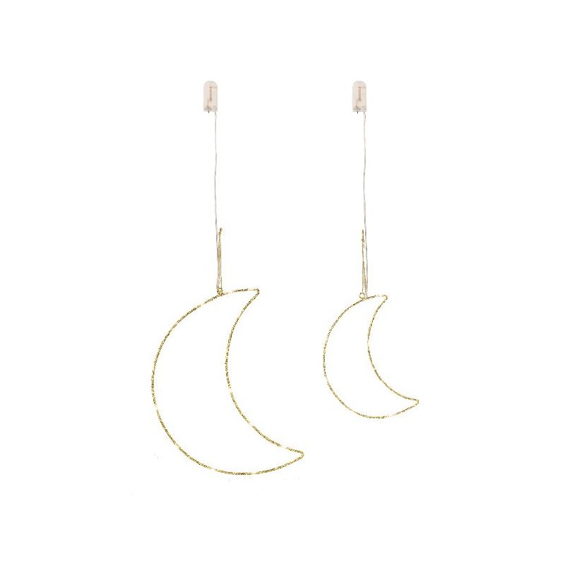 SET 2 LUNE METALLO ORO CON LED 21/31cm [TONO20630-00.jpg]