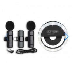 KIT SELFI BONTEMPI ANELLO LUMINOSO+ 2 MICROFONI WIRELESS+ADATTATORE INCLUSO [5506006-00.jpg]