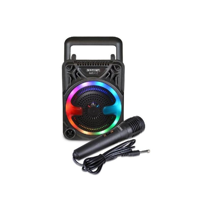 ---CASSA PORTATILE WIRELESS BONTEMPI 25w MICROFONO C/FILO,EFFETTO LUCI,RADIO [5506007-00.jpg]