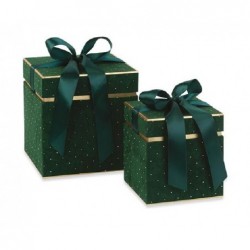 ---SET 2 SCATOLE VELLUTO VERDE C/STRASS mm 160x160h170 - 210x210h220 [TONO242539-00.jpg]