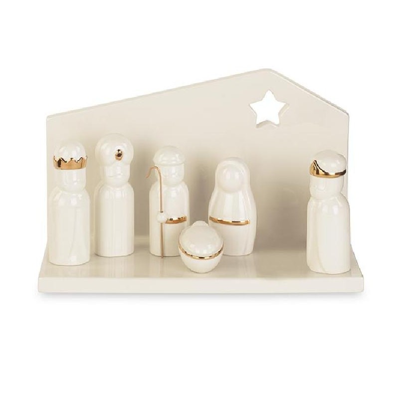 NATIVITA CAPANNA 7 SOGG.BIA/ORO 29x18cm [TONO242268-00.jpg]