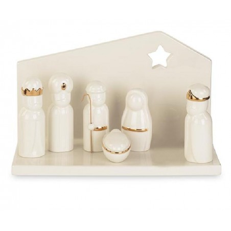 NATIVITA CAPANNA 7 SOGG.BIA/ORO 29x18cm [TONO242268-00.jpg]