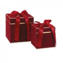 SET 2 SCATOLE VELLUTO BORDEAUX C/STRASS cm 16x16h17 - 21x21h22 [TONO242538-00.jpg]