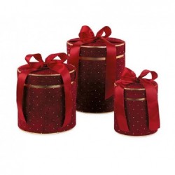 ---S/3 SCATOLE VELLUTO BORDEAUX cm d14x16 - d19x20 - d22x25 [TONO242540-00.jpg]