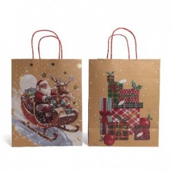 SHOPPER NATALE KRAFT 26+13x32h DECORI ROSSO BABBO/PACCHI Ass. [2640031-00.jpg]