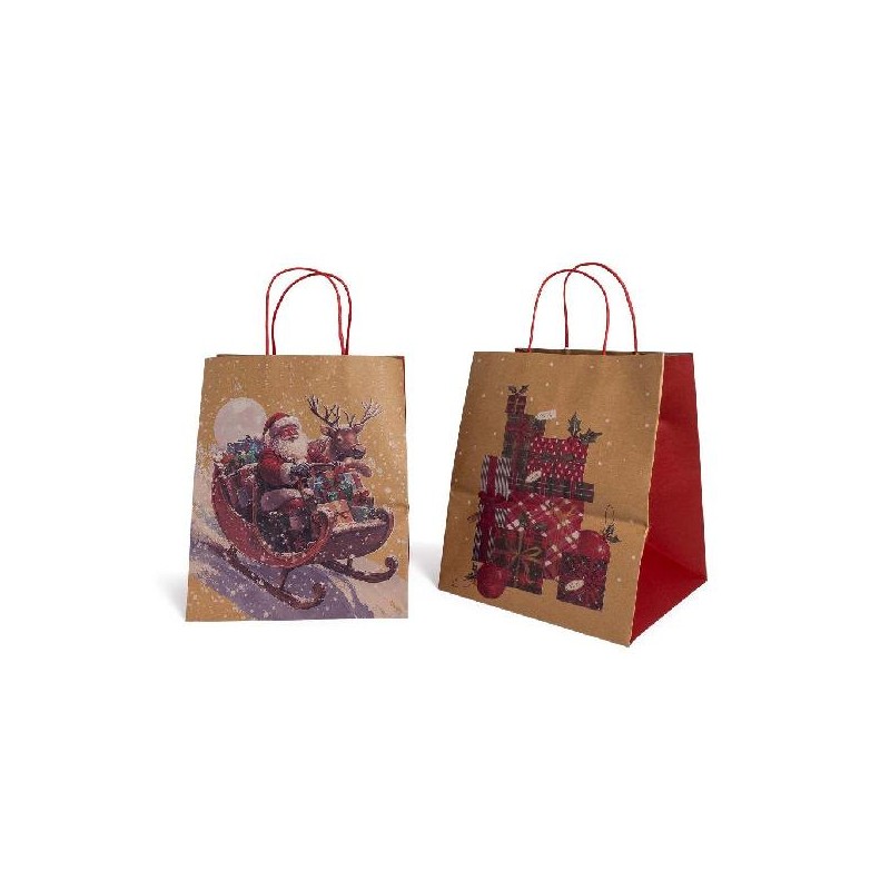 SHOPPER NATALE KRAFT 25+25x32h DECORI ROSSO BABBO/PACCHI Ass. [2640032-00.jpg]