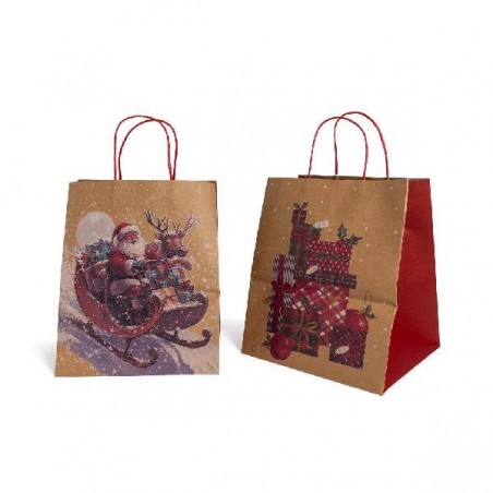 SHOPPER NATALE KRAFT 25+25x32h DECORI ROSSO BABBO/PACCHI Ass. [2640032-00.jpg]