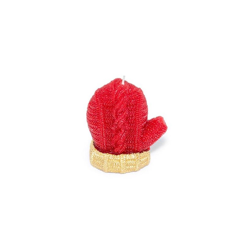 CANDELA GUANTO ROSSO/ORO h.9cm [0710002-00.jpg]