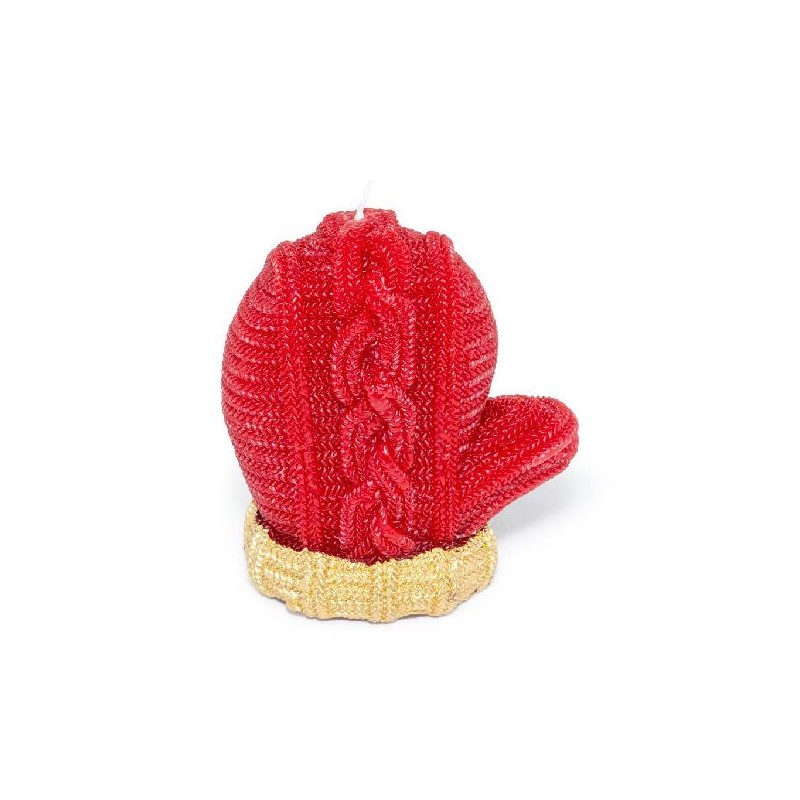 CANDELA GUANTO ROSSO/ORO h.13cm [0710004-00.jpg]