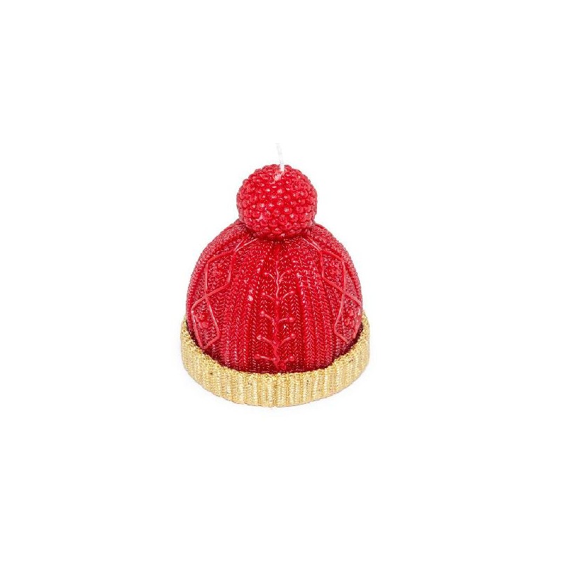CANDELA CAPPELLO ROSSO/ORO h.13cm [0710005-00.jpg]