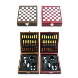 SET SOMMELIER 4 ACCESSORI C/SCHACCHIERA LEGNO E ACCIAIO cm.15x17x5h [9011107-00.jpg]